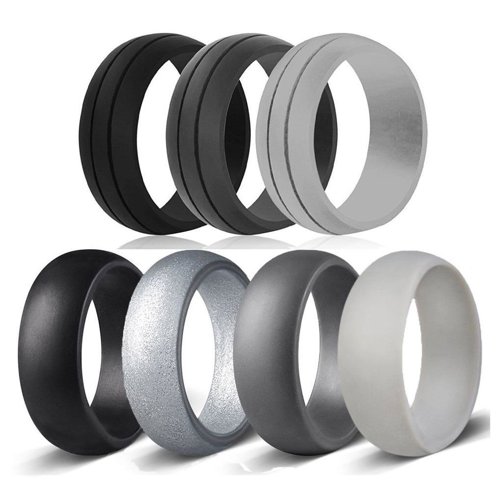 7pcs/set Environmental Silicone Ring Outdoor Sport Hypoallergenic Crossfit Flexible Rubber Finger Rings Men Women Wedding Ring