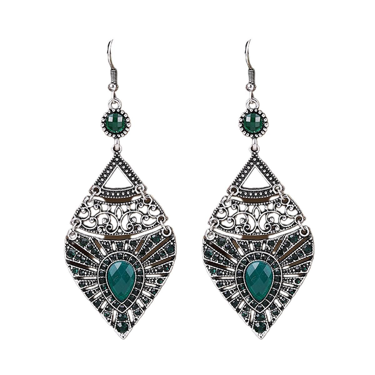 Dangle Earrings Vintage Rhinestone Embedded Lady Earrings