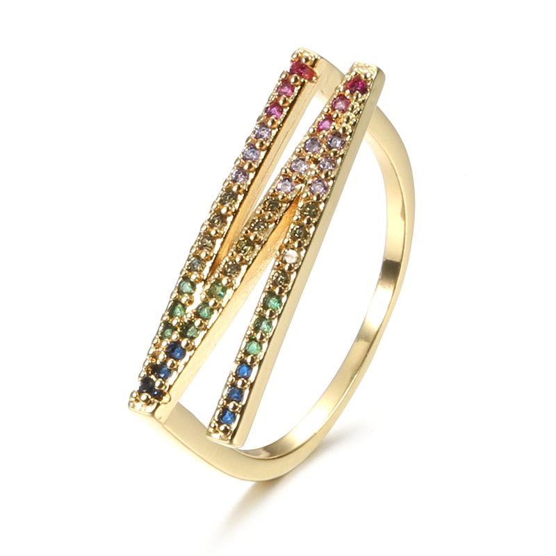 Kinel Fashion A-Z Letter Rainbow Ring Gold Color DIY  Initials Alphabet Women Party CZ Zircon Ring Boho Jewelry