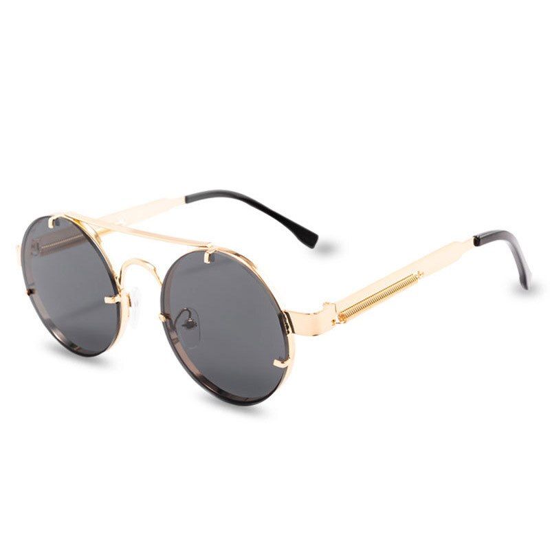 7Round Steampunk Sunglasses Brand Design Men Women Metal Punk Sun glasses Vintage Sunglass UV400 Shades Eyewear Gafas de Sol