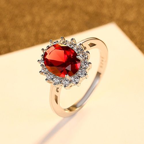 CZCITY New Princess Diana William Kate Emerald Ruby Sapphire Wedding Engagement Rings for Women 925 Sterling Silver Fine Jewelry