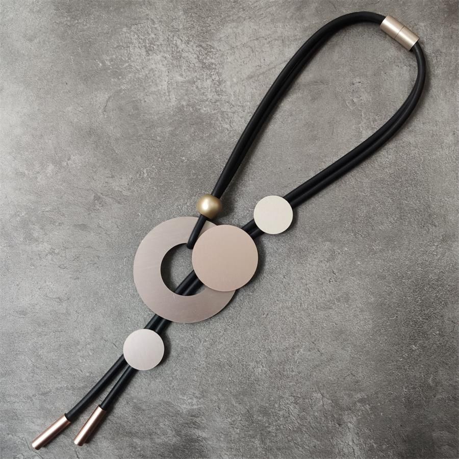 Pink Women Accessories Fashion Black Rubber Rope Pendants Casual Long Necklaces Star Statement Jewelry for Winter