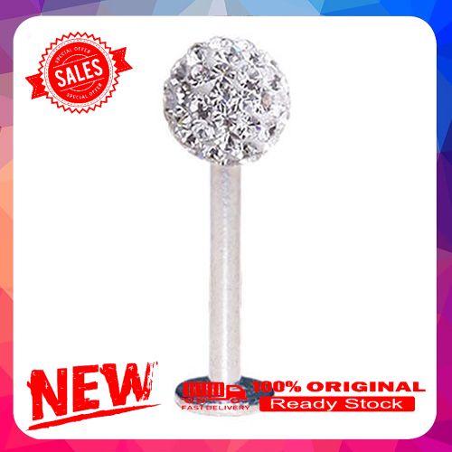 Rhionestone Round Ball Lip Stud Ring Bar Piercing Jewelry Charm 1.2x10mm