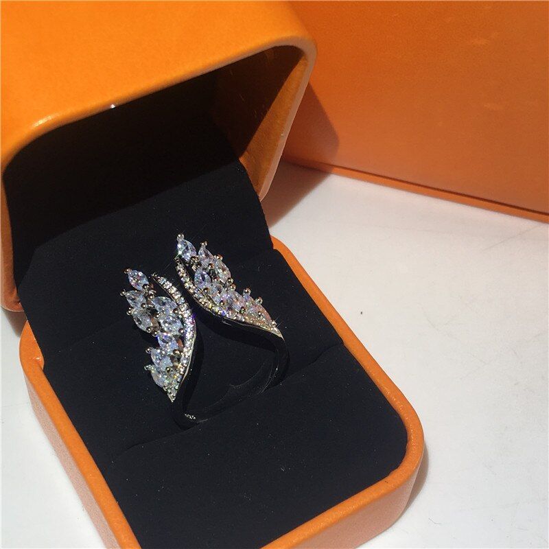 choucong Lovers Angel wings Ring 925 sterling Silver AAAAA Zircon cz Engagement Wedding Band Rings For Women Party Jewelry Gift