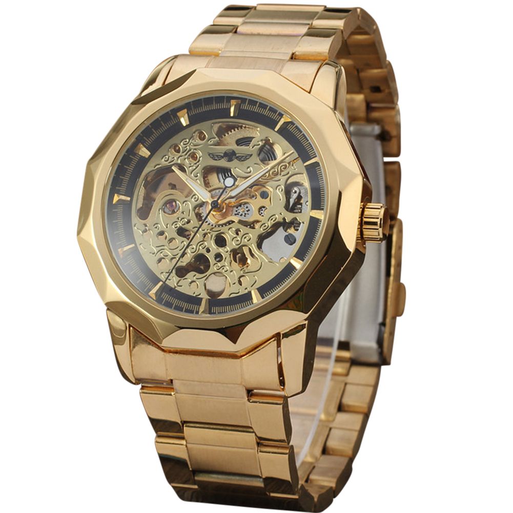 Yfashion Winner Male Auto Mechanical Watch Waterproof Luxury Skeleton Dial Stainless Steel Wristwatch