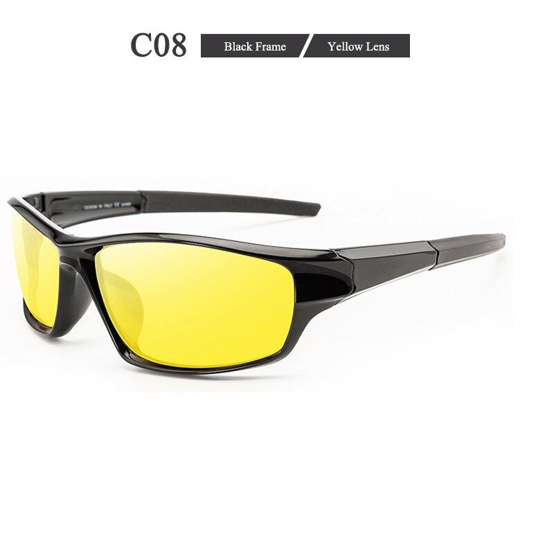 Black-YellowNew Polarized Ladies Eyeglasses Night Vision Sports Goggles Driving Womens Sunglasses Men's Glasses