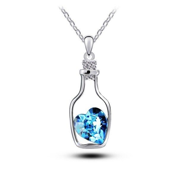 Ladies Fashion Popular Crystal Necklace Heart Love Chain Necklaces & Pendants For Women 2020 Gifts Love Drift Bottles Necklace