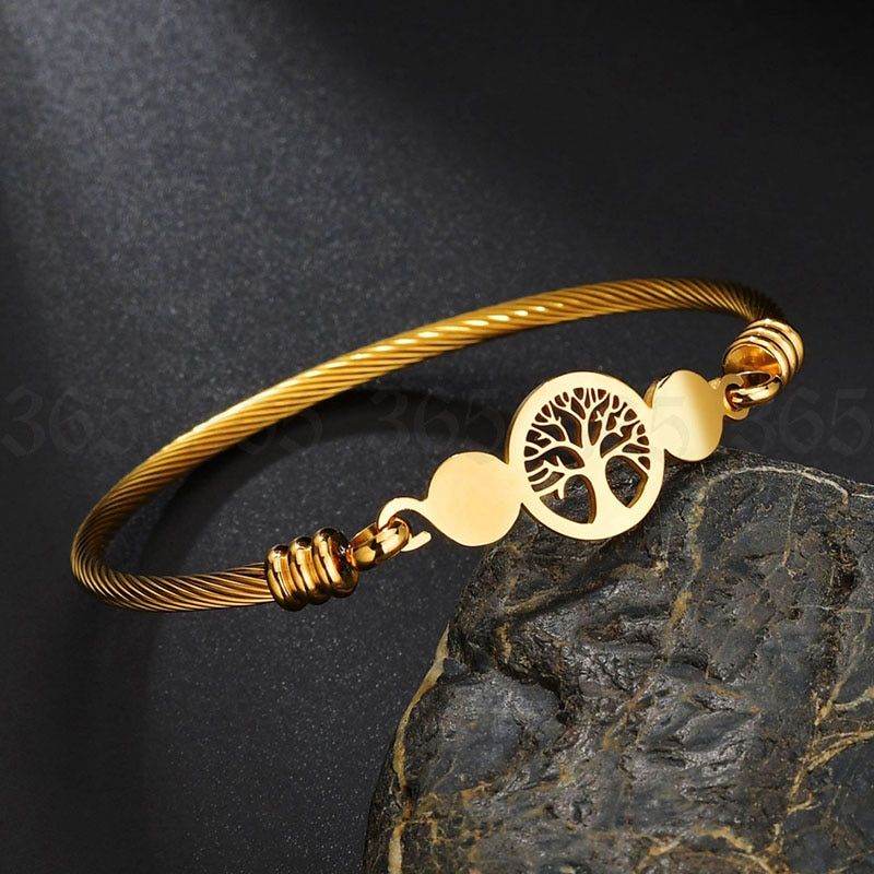Charm Stainless Steel of Life Bracelets Women Men Lucky Round Bangle Jewelry Gift Dropshipping