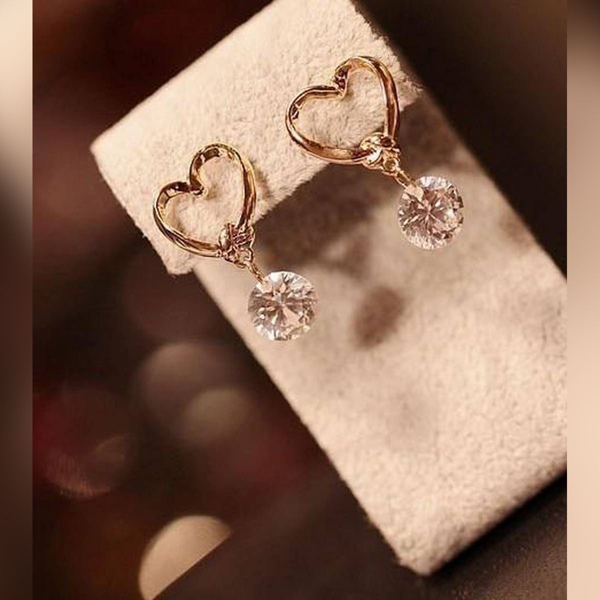 Brand Design New hot Fashion Popular Luxury Crystal Zircon Stud Heart Earrings Elegant earrings jewelry for women