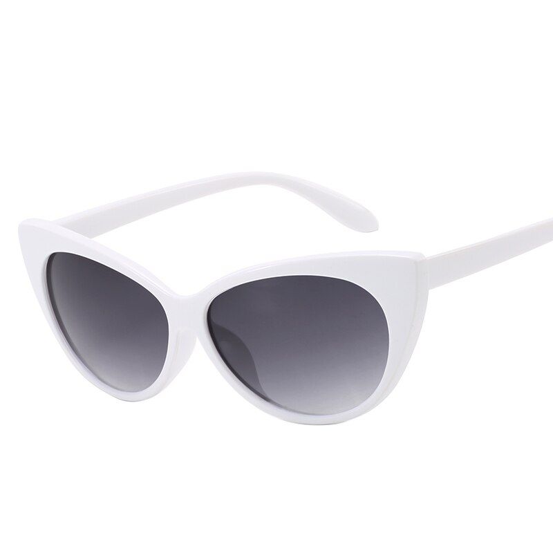 White Gray As PictureCateye Sunglasses Vintage Clear Lnes Leopard Red White Sunglasses Women Cat Eye Flower Print Shades For Women Cute Glasses