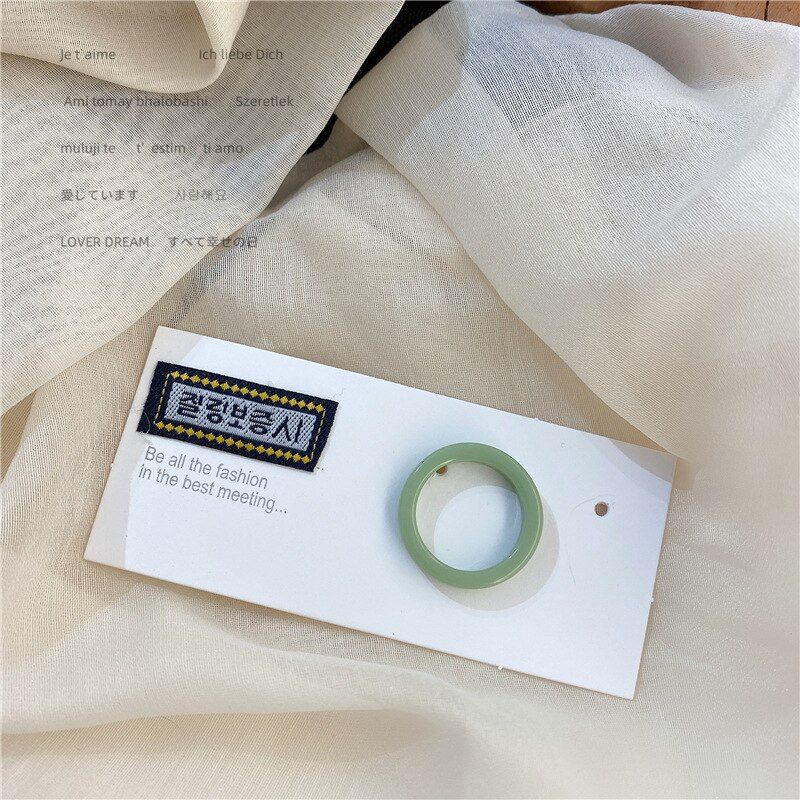 HUANZHI 2020 New Korea Colorful Transparent Acrylic Rings Geometric Round Trendy Rings for Women Girls Ring Jewelry Gifts