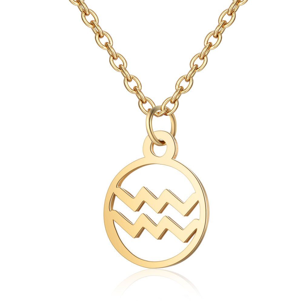 Yiustar 12 Zodiac Sign Necklace Women Girls Birthday Gifts Stainless Steel 12 Constellation Choker Necklace Circle Jewelry