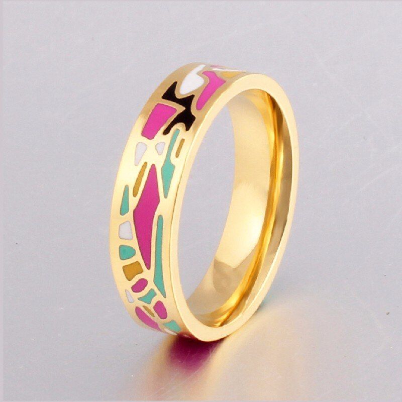 Dropshipping New Stainless Steel Rings Jewelry Colorful Geometric Enamel Rings for Women Best Friends Holiday Gifts