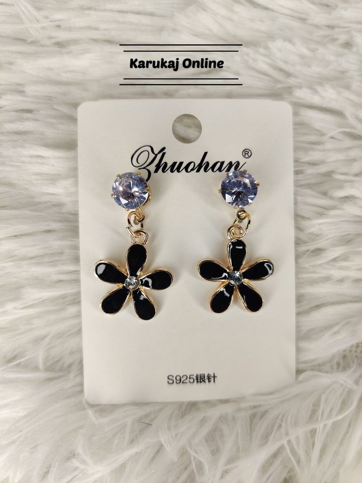 Cute Black golden metal party drop earring top for women