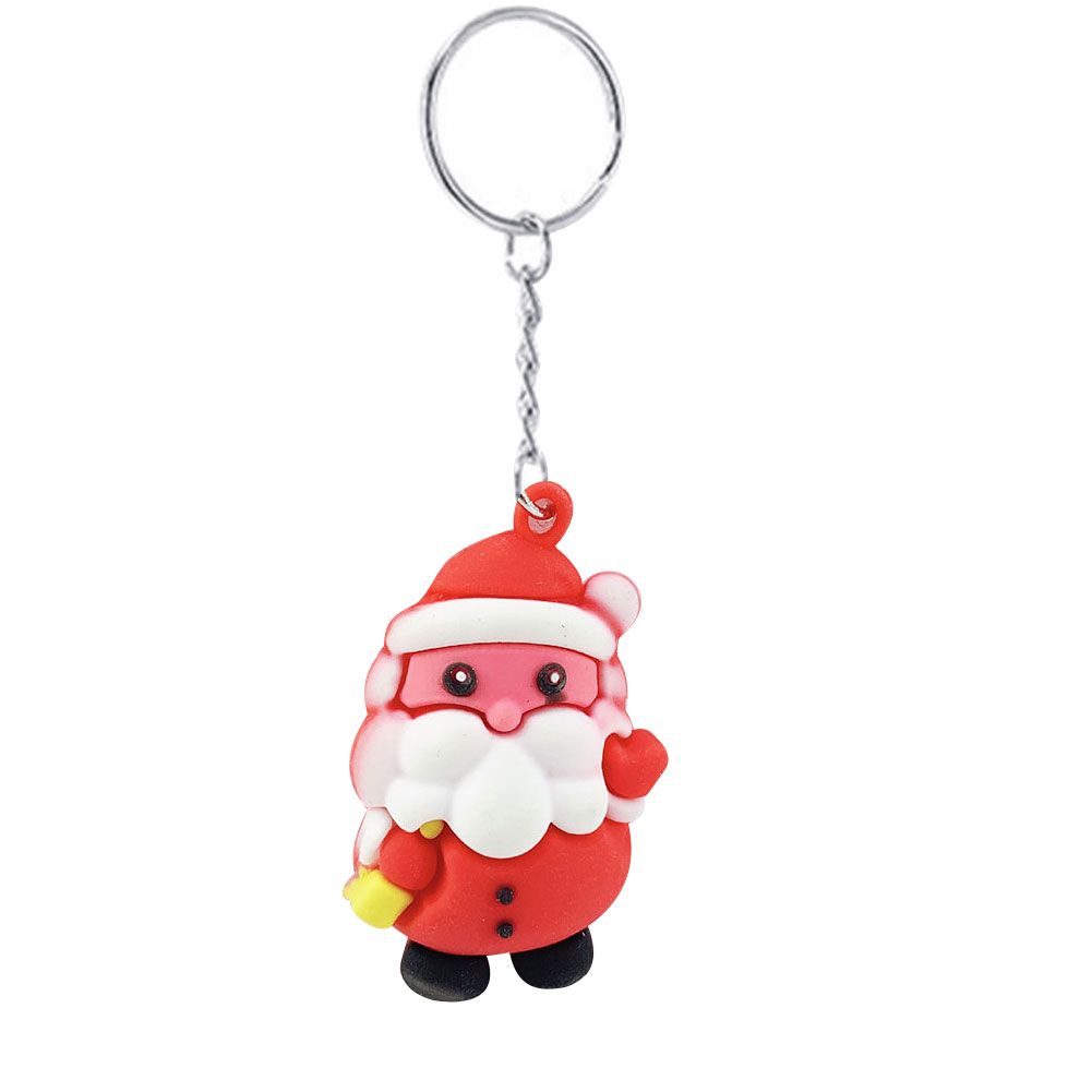 PVC Silicone Christmas Santa Claus Elk Keychain Key Ring Bag Car Pendant Gift