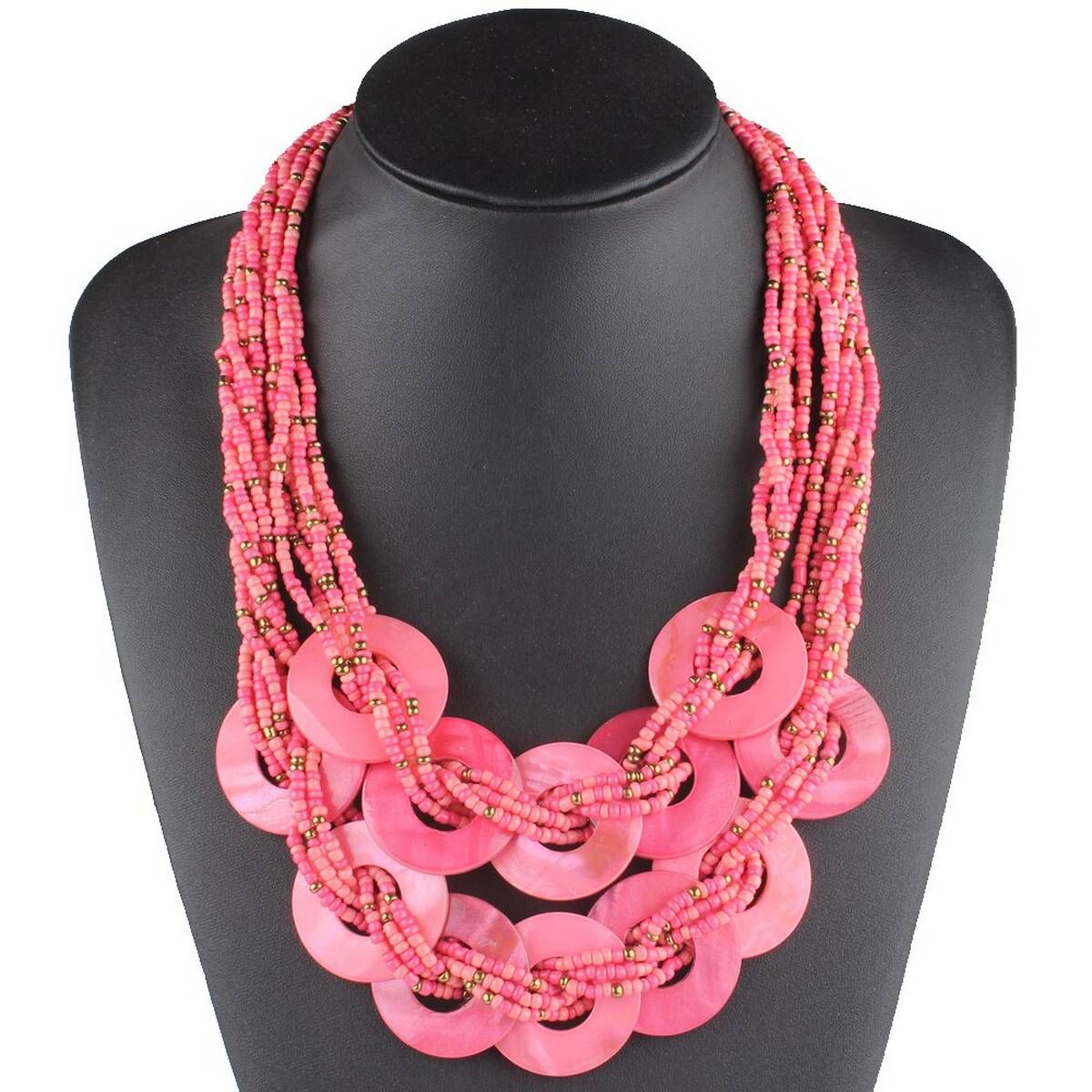 Handmade Small Beads Colorful Sea Shell Necklace Ethnic Multi Layer Necklaces Bohemian Jewelry Fashion Women Choker
