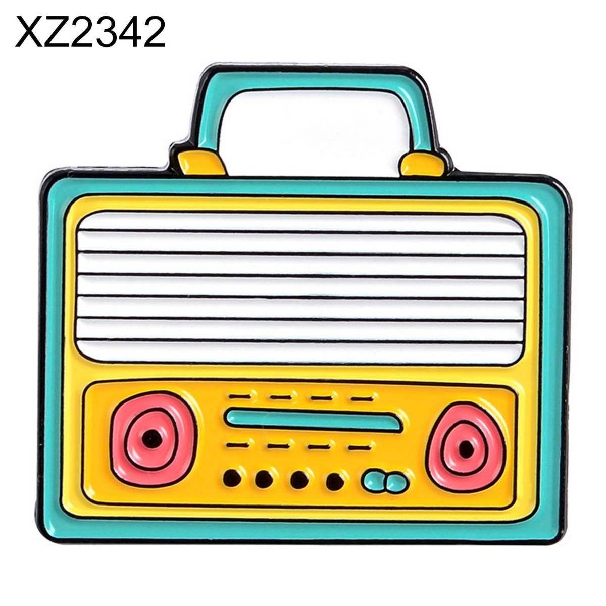 Unisex Cartoon Radio Shaped Brooch Pin Shirt Collar Bag Badge Ornament