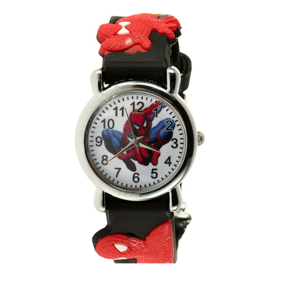 TE Marvel Spider Cartoon Children Watch Kids Analog Quartz Wrist Watch Rubber Band Wristwatch For Christmas Gift