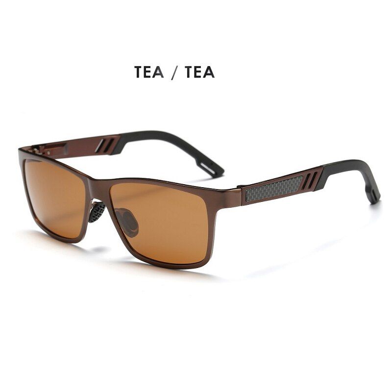 Brown BrownPackage CAORON Mens Polarized Sunglasses Aluminum Magnesium Sun Glasses Driving Glasses Rectangle Lens For Men Eyewear