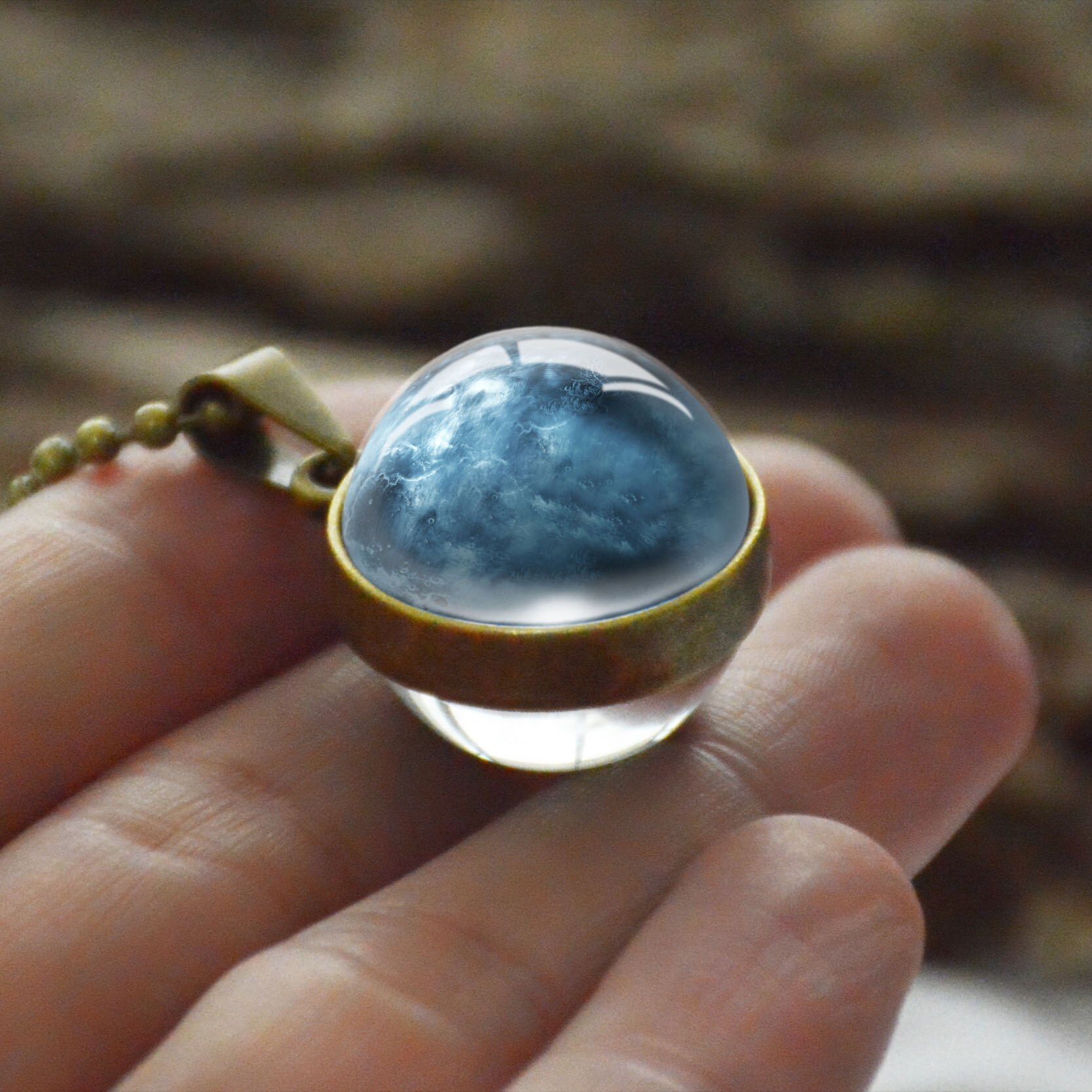 2019 New Fashion Double Side Ball Necklace Earth Planet Pattern Jewelry Galaxy Astronomy Pendant Necklace