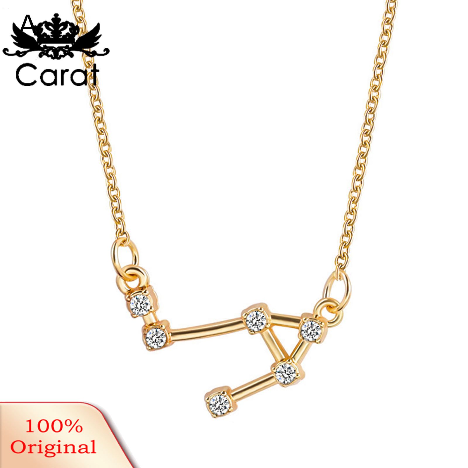 12 Constellation Pendant Rhinestone Necklace Choker Chain Jewelry Accessory Gift