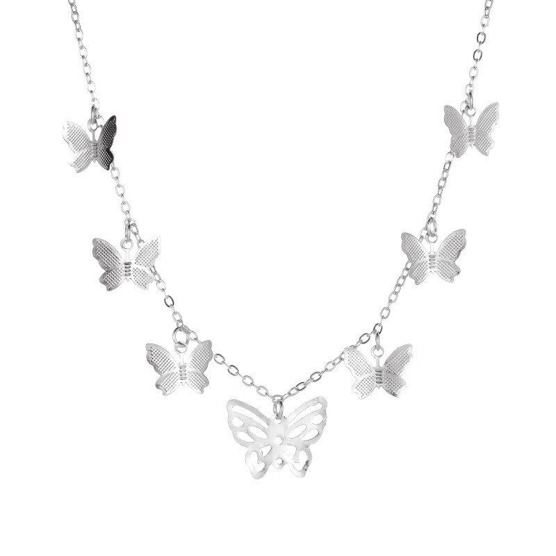 Modyle 2020 New Fashion Punk Vintage Gold Silver Color Butterfly Pendant Necklaces For Women choker collares Wedding Jewelry