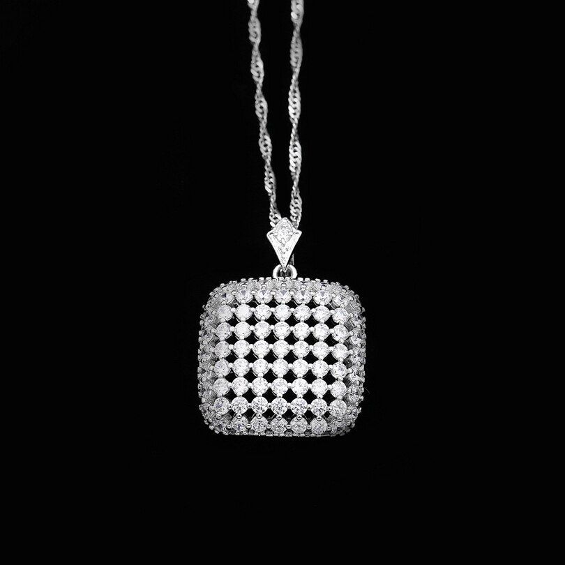 Geometric Round White gold Color Choker Necklaces For Women Cubic Zirconia Crystal Chain Necklace Best Friend Gift