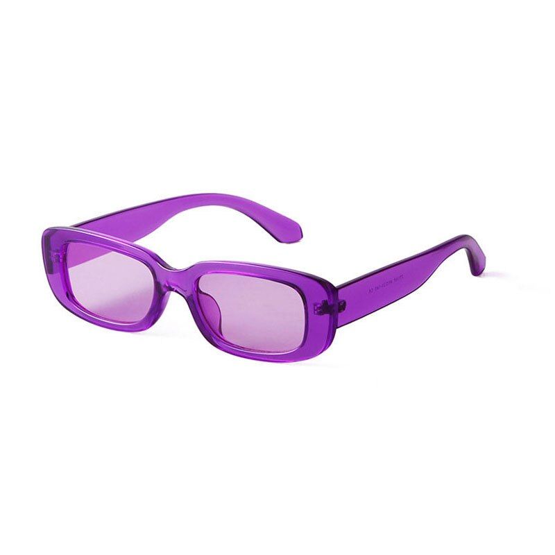 Purple purpleSO&EI Ins Popular Fashion Small Rectangle Sunglasses Women Fashion Fluorescent Green Eyewear Female Sun Glasses Shades UV400