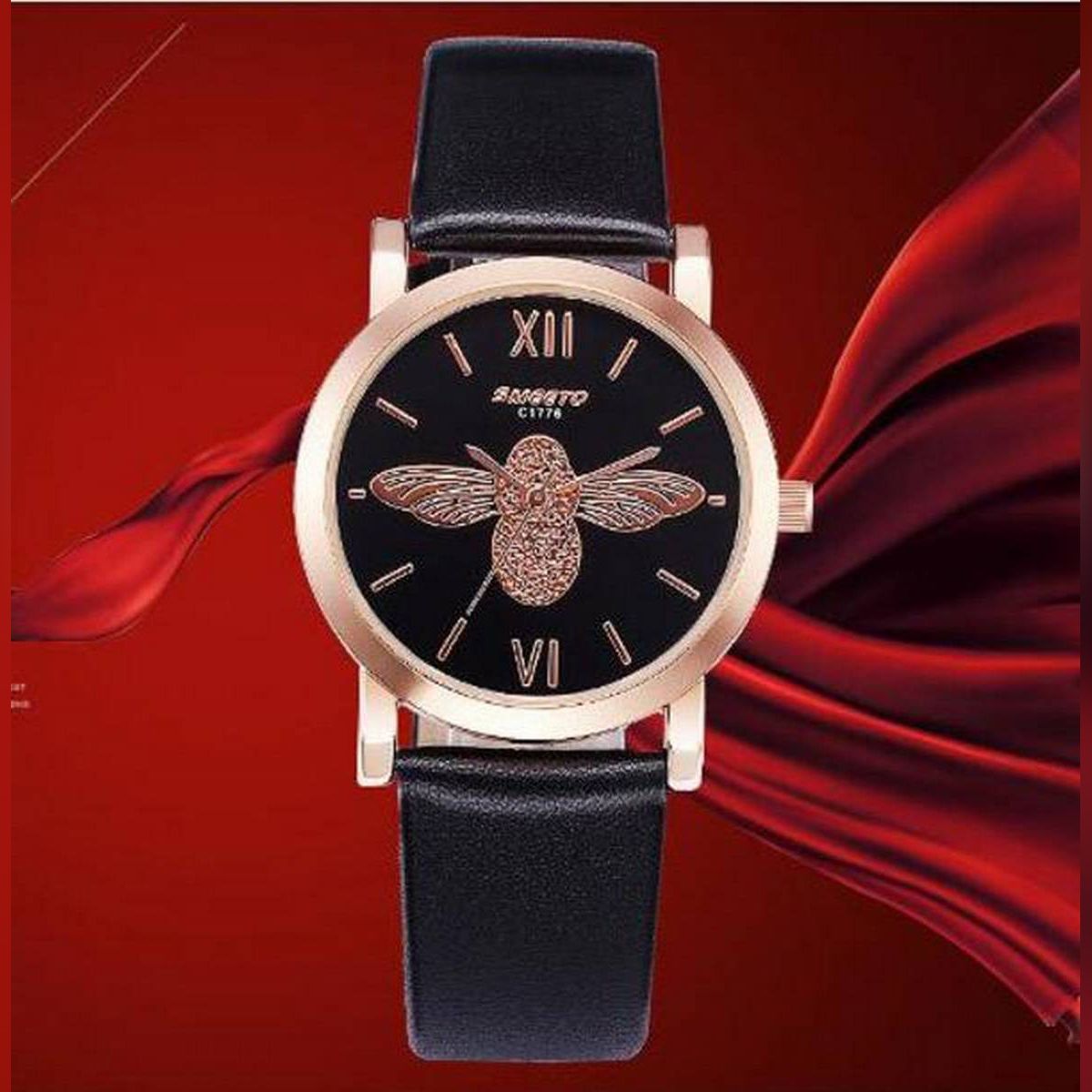 Fashion Benyar Women Watches Ladies Quartz Simple Style Black Leather Watch