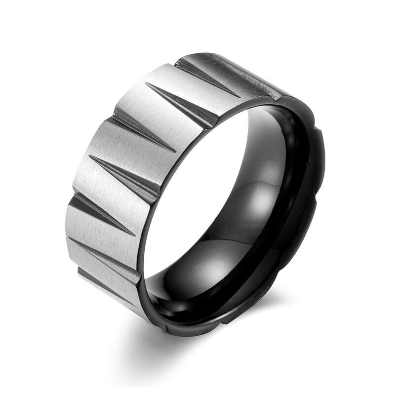 Arrival Stainless Steel Ring for Men Tapered Grooves 9mm Width Matte Titanium Rainbow Ring Multicolor Black Gold Color Ring