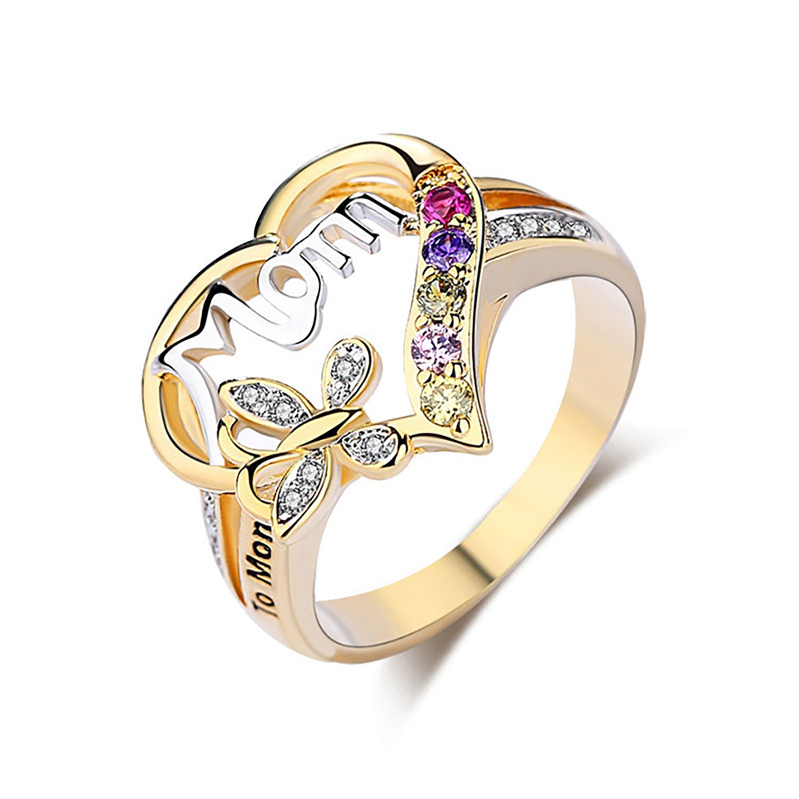 Women Ring Exquisite Heart Shape Mom Letter Women Ring