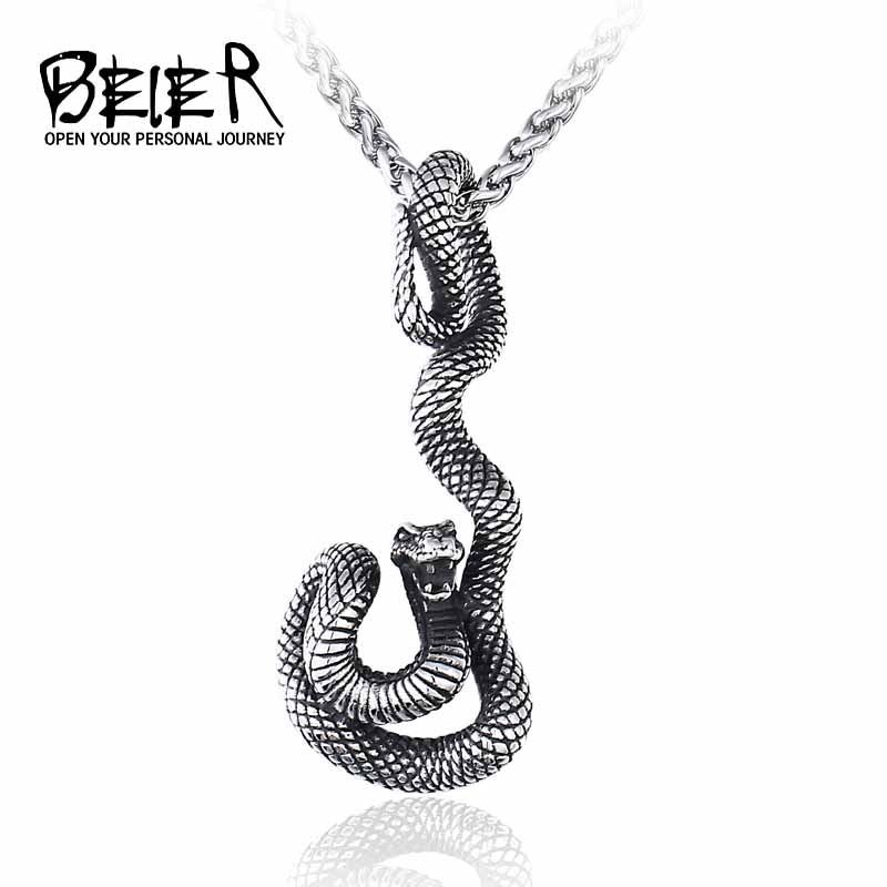 Beier 316L stainless steel Norse Viking Pendant Necklace snake animal fashion Scandinavian odin amulet men jewelry LHP135