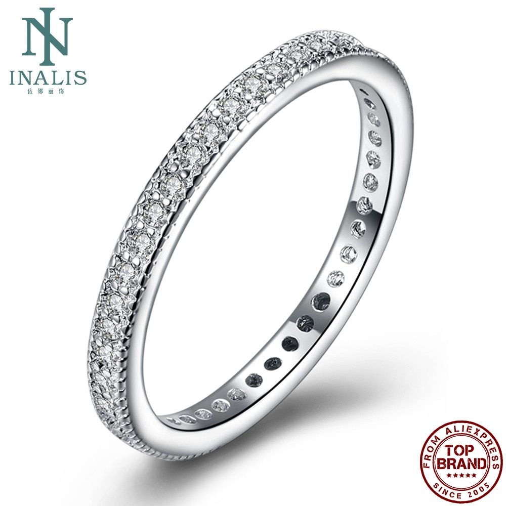 INALIS Simple Style Elegant Temperament Ring Inlaid Zircon Cost-effective Silver Plated Rings For Women Girl Jewelry