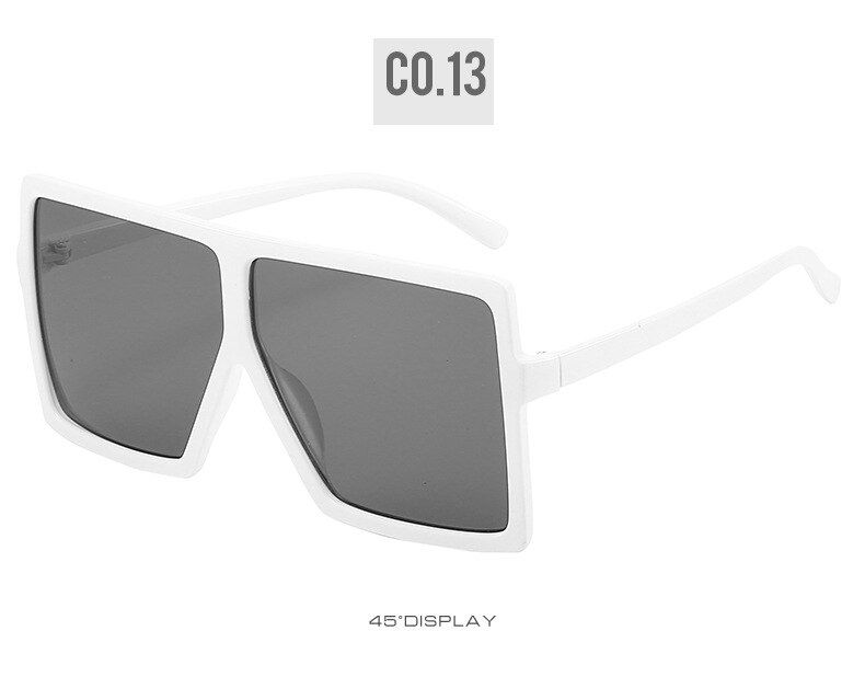 C13 WhiteSHAUNA Oversize Flat Top Women Square Sunglasses Summer Styles Fashion Candy Colors Shades