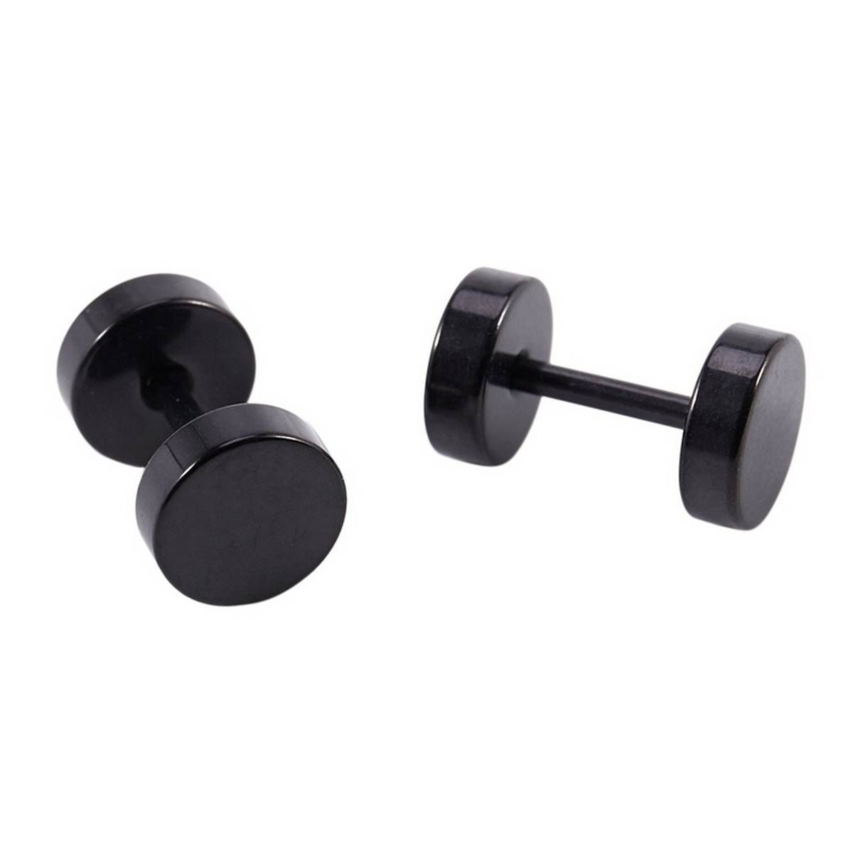 Earrings Steel False Spreader Black 6mm