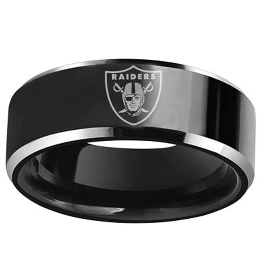 8mm Black Titanium Raiders Ring For Men and Women