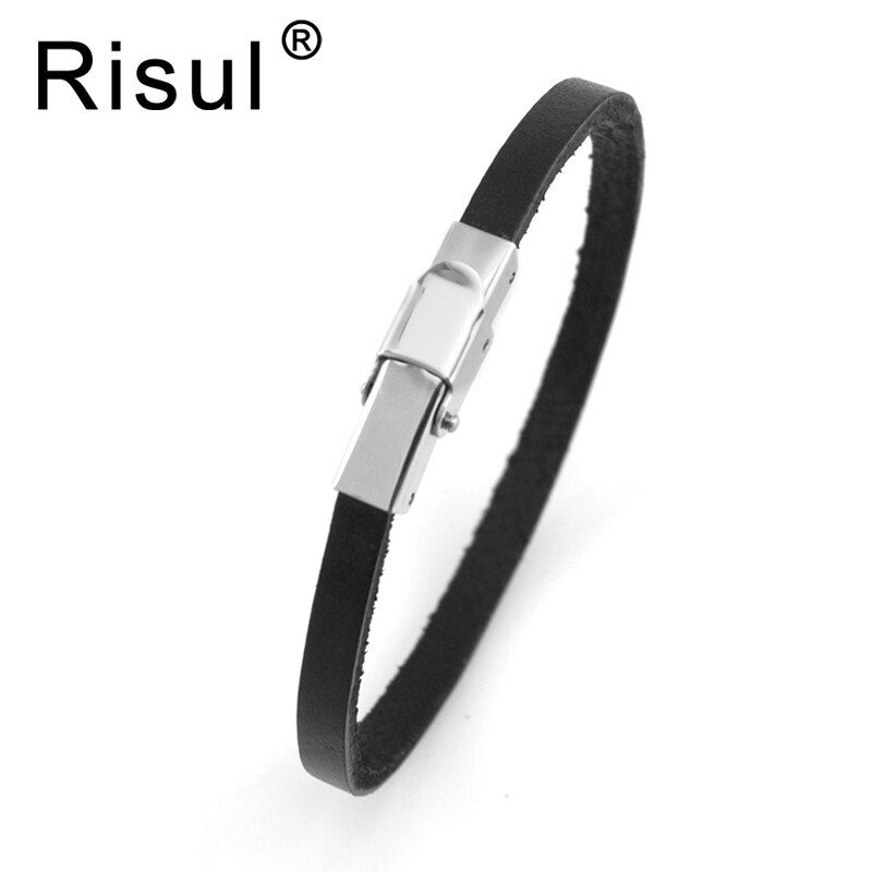 Stainless steel Leather simple bracelet for men women Leather bangle blank bracelets wholesale