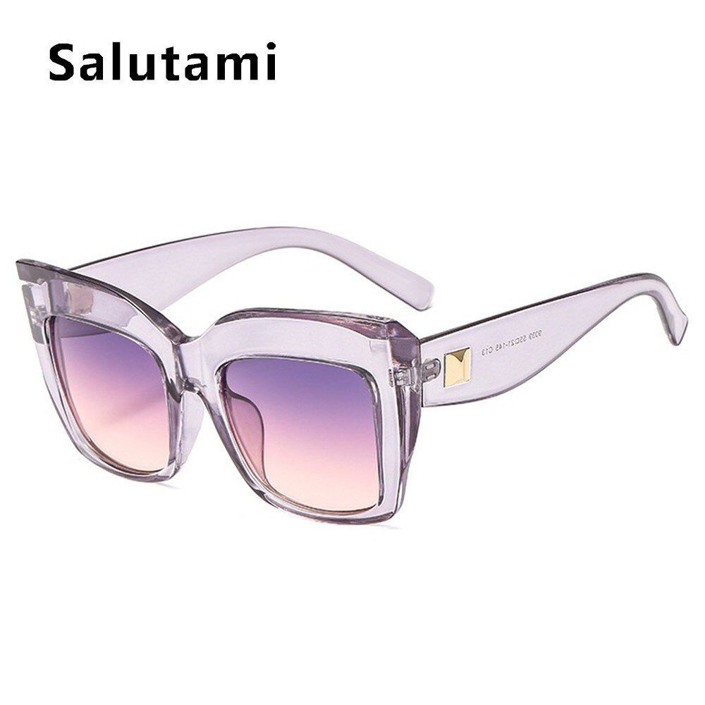 Gray pinkOversize Rivet Square Women Sunglasses Black Print Frame Ladies Luxury Brand Sun Glasses Men Fashion Vintage Goggle Shades