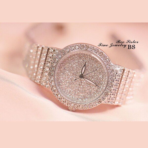 Elegant Women Watches Top Brand Luxury Ultra Thin Quartz Clock Crystal Iced Out Mesh Strap Waterproof Casual Dress Ladies Watch