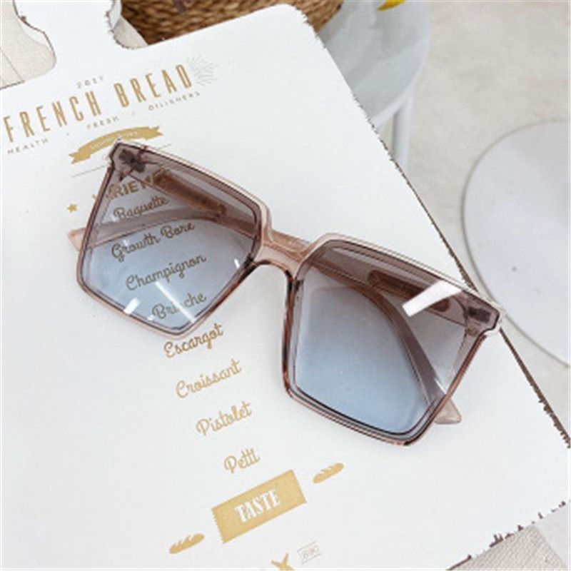 tea blueYOOSKE Vintage Brand Designer Square Oversized Sunglasses Women Men Transparent Gradient Sun Glasses Big Frame Eyewear UV400