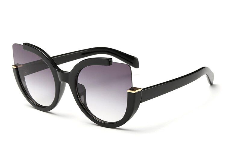 C1 Gradient Gray As PictureUnique Cat Eye Sunglasses for Women Opened Lenses Super Durable UV400 Protective Rosegold Lens Woman Accessories Eyewear