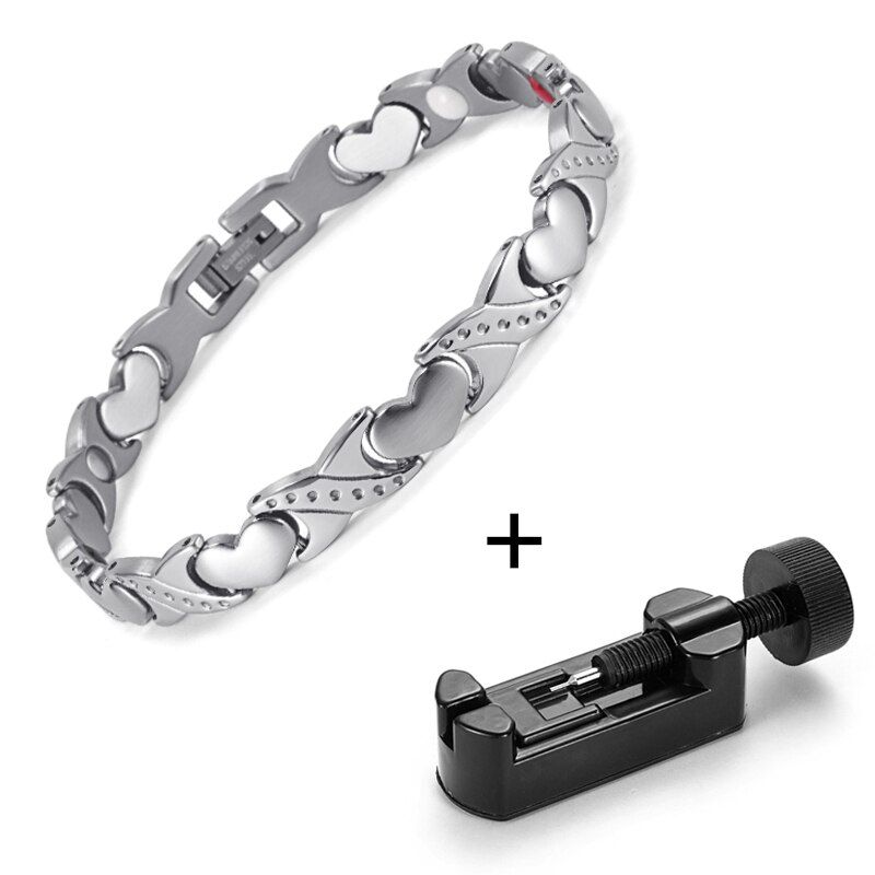2020 Fashion Stainless Steel Magnetic Health Elements Bracelet For Women Heart Hand Chain OSB-1544S