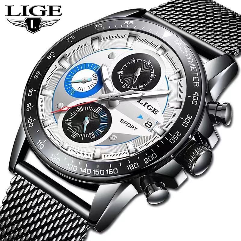 LIGE 9931 Waterproof Luxury Military Relogio Masculino Chronograph Watch