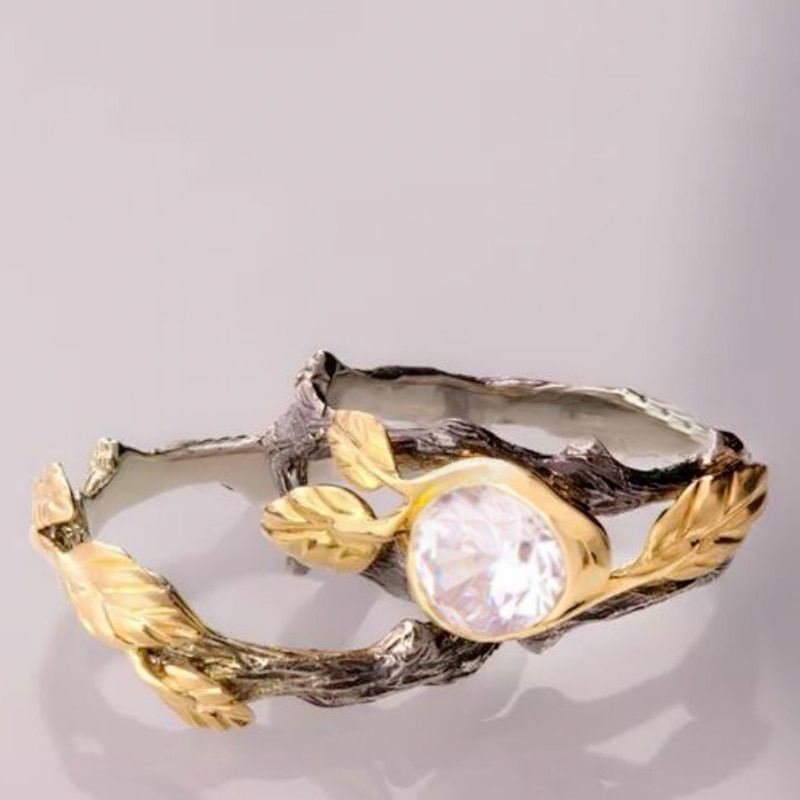 Bohemian Flower Ring Sets for Women Vintage Retro Gold Silver Color CZ Stone Leaf Rings Finger Jewelry 2019 New Gift O5M133