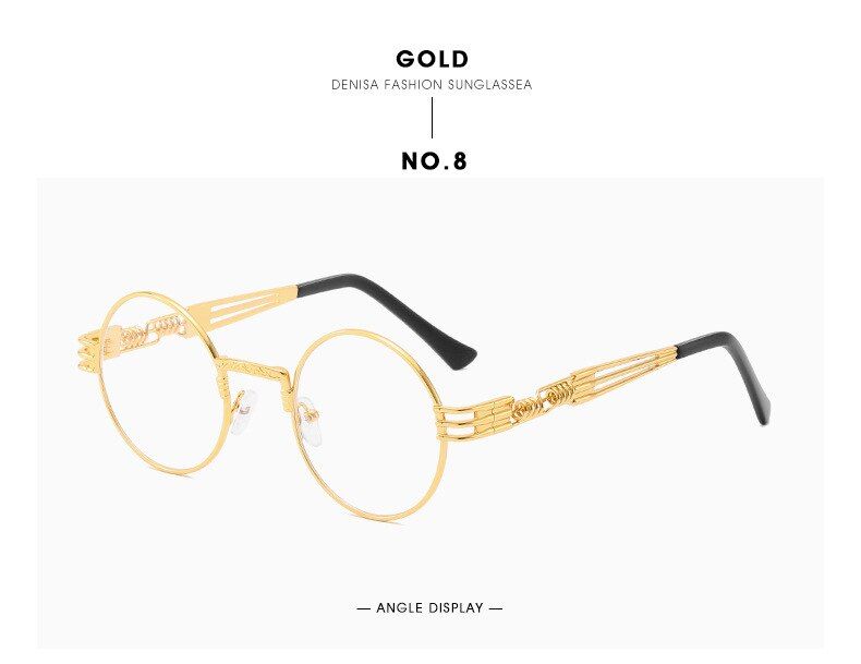 8Steampunk Sunglasses Luxury Men Round Sun Glass Coating Glasses Metal Vintage Retro Lentes of Male Sunglasses Women