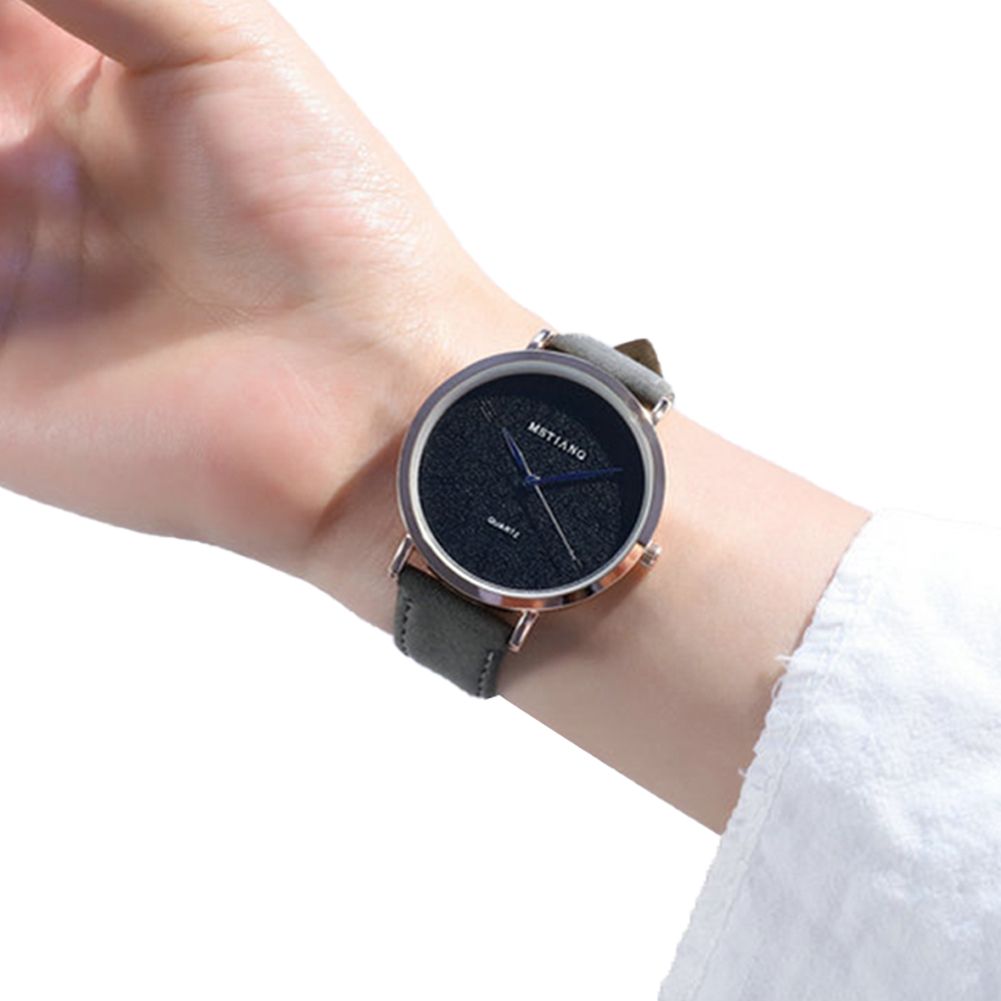 Men Women Fashion Faux Leather Band Round Dial Party Quartz Wrist Watch Gift
