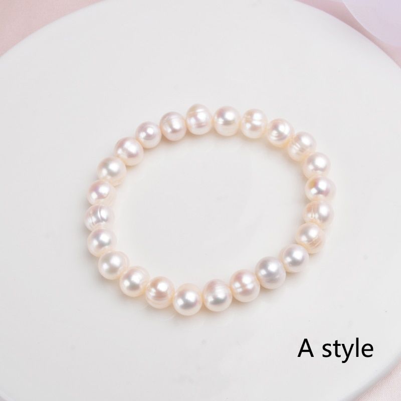 ASHIQI  Natural Freshwater Pearl Bracelets Bangles For Women with Classic Fashion White Pearl  Jewelry Gift