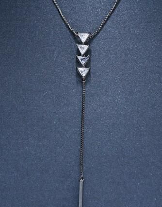 Emmaya Anti Allergy Simple Y Style Chain Long Necklaces & Pendants Rose Gold Color Strip Bar Chain Jewelry For Women(null)