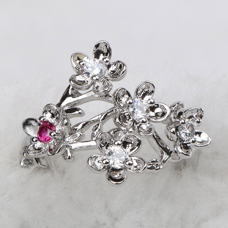 Bague Ringen Silver 925 Ring for Women Hollow Fine Jewelry with Gemstones Plum Blossom Female Individual Character Rings Party