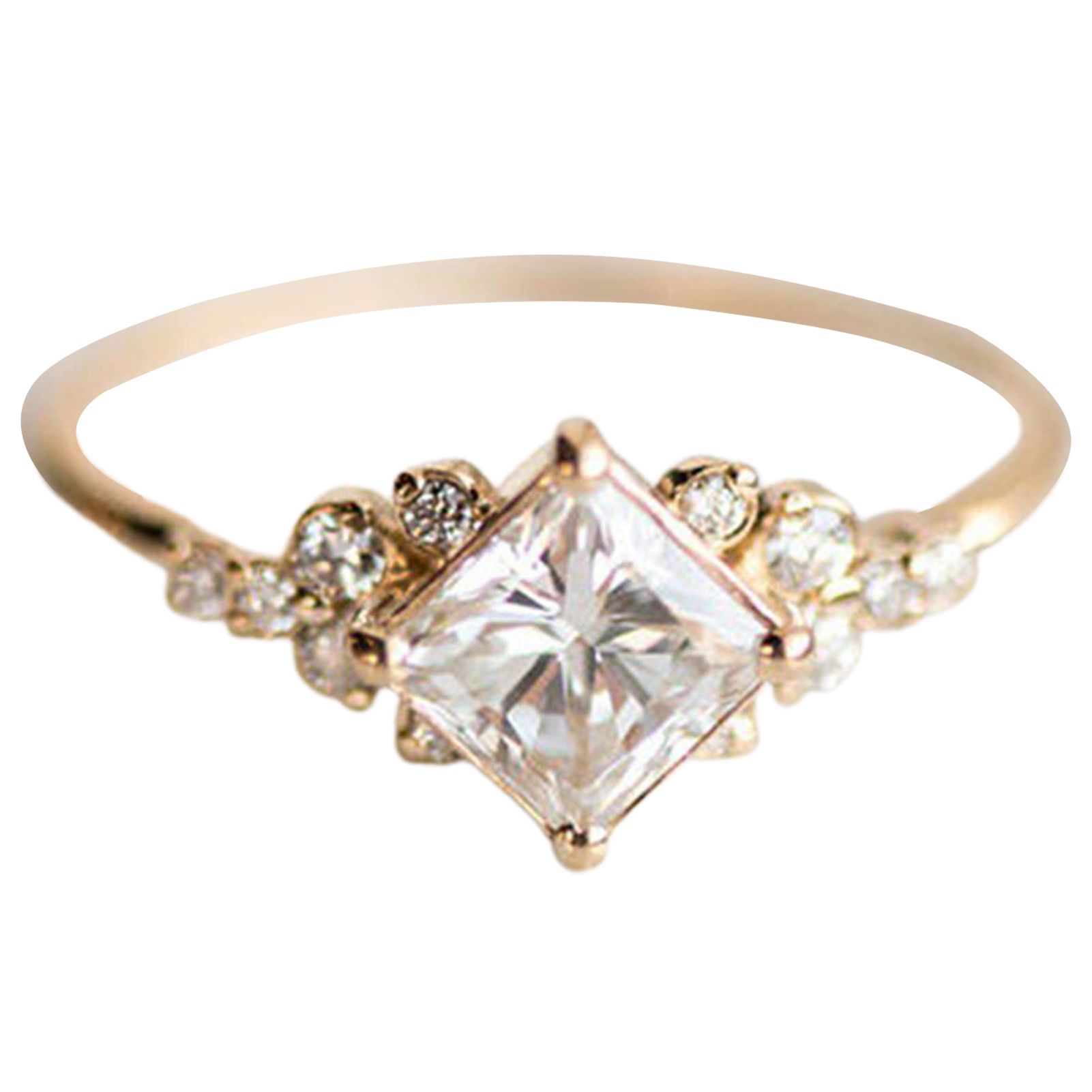 Engagement Ring Beautiful Square Cubic Zirconia Women Ring